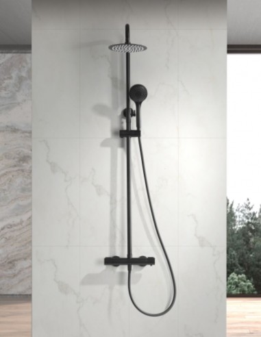 Barra de ducha termostática negro mate  modelo ECO KENT de IMEX