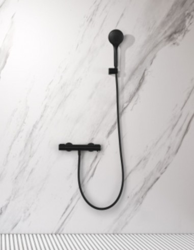 Grifería para ducha negro mate termostática modelo ECO KENT de Imex