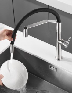 Grifería acero S316 de cocina monomando flexible modelo DEVA de Imex ambiente 2