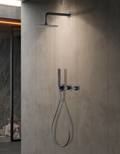 Ducha empotrado termostática black gun metal  modelo ASSEN de Imex ambiente