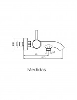 Grifo cobre monomando para bañera modelo Sirio de GME medidas
