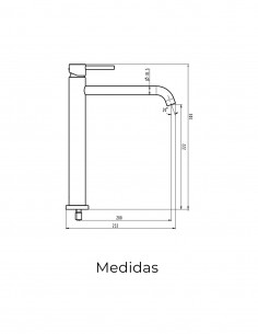 Grifo para lavabo caño alto titanio modelo Sirio de GME 2