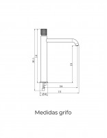 Grifo oro cepillado para lavabo caño alto modelo Helios de GME medidas