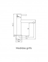 Grifo para lavabo bajo cromado  modelo Mio de GME medidas