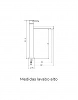 Grifería cromado para lavabo alto modelo Mio de GME medidas