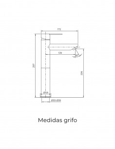 Grifo de lavabo caño alto en acero cepillado modelo Iony de GM 2