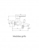 Grifería para bañera en cromo modelo Iony de GME medidas
