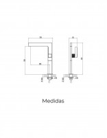 Grifería en cromado para lavabo caño alto modelo Iony de GME medidas