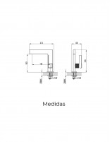 Grifería en cromado para lavabo bajo modelo Iony de GME medidas