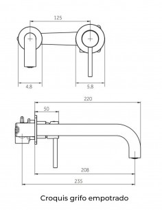Grifería acabado cobre empotrable para lavabo modelo Sirio de GME 2