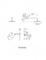 Conjunto de ducha empotrada negro mate modelo BÉLGICA de Imex  medidas