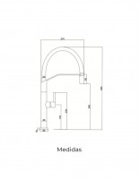 Grifería acero S316 de cocina monomando flexible modelo DEVA de Imex medidas