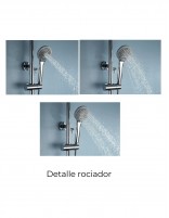 Grifería cromada de ducha termostática modelo  ECO KENT de Imex  detalle rociador