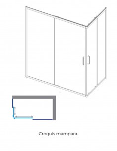 Mampara Bella Kassandra Negra modelo angular de 2 fijos y 2 puertas correderas 2