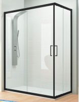 Mampara Bella Kassandra Negra modelo angular de 2 fijos y 2 puertas correderas
