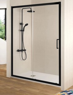 Mampara Bella de Kassandra fijo y corredera Negra