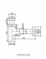 Sifón cobre de lavabo de GME medidas