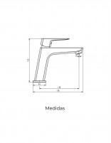 Grifo acabado titanio para lavabo modelo Marriot de GME medidas