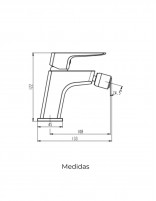 Grifo para bidé en latón titanio modelo Marriot de GME medidas
