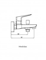 Grifería acabado titanio para bañera modelo Marriot de GME medidas