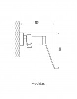 Monomando acabado negro mate para ducha  modelo Tarsio de GME medidas