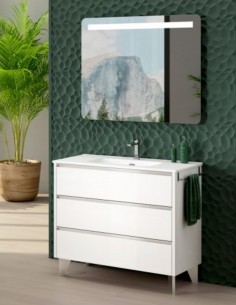 Mueble baño 3 cajones blanco brillo