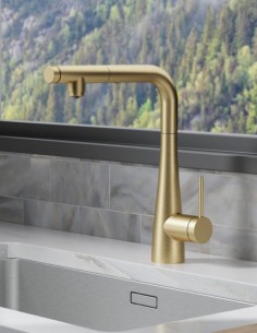 Grifo cocina osmosis extraíble oro cepillado modelo SPLIT de Imex