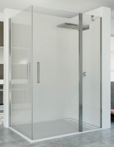 Mampara ducha frontal fijo y puerta abatible + lateral puerta abatible modelo SAFA de Seviban