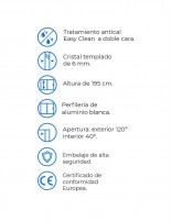 Mampara blanca fija y abatible datos