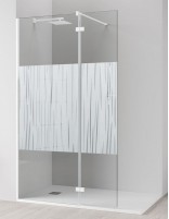 Mampara blanca fija y abatible detalle