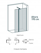 Mampara blanca fijo y abatible croquis