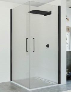 Mampara dos puertas abatibles negras modelo Zafira