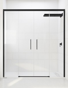 Mampara ducha fijos más correderas negro modelo VEGA de Seviban