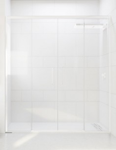 Mampara ducha fijos más correderas blanca modelo VEGA de Seviban
