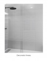 Mampara ducha angular fijos más correderas decorado líneas