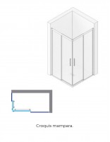 Mampara ducha angular fijos más correderas croquis