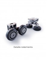 Mampara ducha angular fijos más correderas negra rodamientos