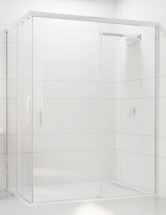 Mampara ducha angular fijos más correderas blanca modelo Altair de Seviban