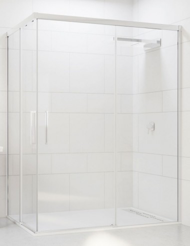 Mampara ducha angular fijos más correderas blanca modelo Altair de Seviban