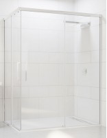 Mampara ducha angular fijos más correderas blanca modelo Altair de Seviban
