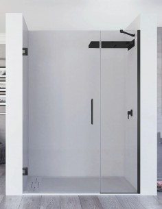 Mampara de ducha frontal abatible negra Kratos de Seviban