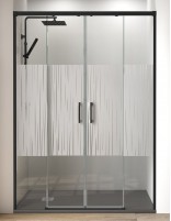 Mampara frontal 2 fijos 2 correderas decorado líneas