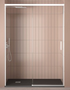 Mampara de aluminio - blanco modelo JAZZ de 1 fijo y 1 corredera