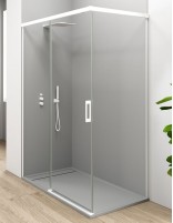 Mampara corredera blanca frontal 1 fijo y 1 corredera