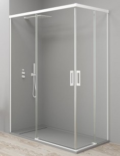 Mampara plato ducha rectangular modelo Jazz blanca