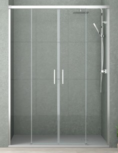 Mampara de ducha frontales fijas + correderas modelo Yaiza cromo