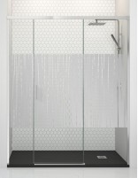 Mampara ducha corredera central modelo Jazz cromo decorada