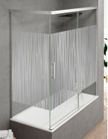 Mampara bañera esquina decorada