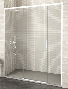 Mampara de ducha puerta central modelo Jazz blanca mate 2