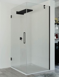 Mampara abatible angular negra modelo SEILA Black Line de Seviban